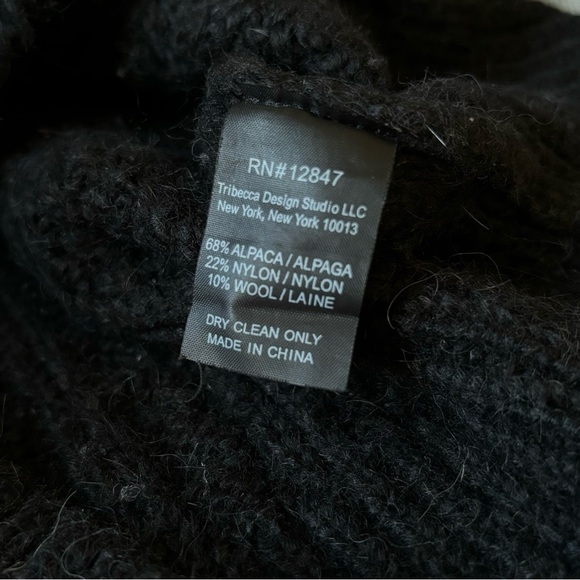 Nili Lotan Alpaca Wool Blend Cable Knit Sweater Black Oversized Size S - Picture 7 of 7